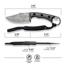 CIVIVI Midwatch Fixed Blade Knife Carbon Fiber Handle (3.39" Damascus Blade) C20059B - DS1 - CIVIVI