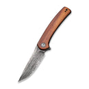 CIVIVI Mini Asticus Flipper Knife Wood Handle (3.25" Damascus Blade) C19026B - DS2 - CIVIVI