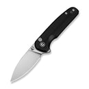CIVIVI Mini Shakan Flipper & Thumb Stud & Button Lock Knife Ripple Patterned Black Aluminum Handle (2.48" Satin Finished Nitro - V Blade) C20052F - 1