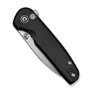 CIVIVI Mini Shakan Flipper & Thumb Stud & Button Lock Knife Ripple Patterned Black Aluminum Handle (2.48" Satin Finished Nitro - V Blade) C20052F - 1