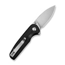 CIVIVI Mini Shakan Flipper & Thumb Stud & Button Lock Knife Ripple Patterned Black Aluminum Handle (2.48" Satin Finished Nitro - V Blade) C20052F - 1