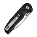 CIVIVI Mini Shakan Flipper & Thumb Stud & Button Lock Knife Ripple Patterned Black Aluminum Handle (2.48" Satin Finished Nitro - V Blade) C20052F - 1