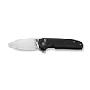 CIVIVI Mini Shakan Flipper & Thumb Stud & Button Lock Knife Ripple Patterned Black Aluminum Handle (2.48" Satin Finished Nitro - V Blade) C20052F - 1