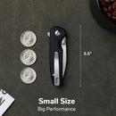 CIVIVI Mini Shakan Flipper & Thumb Stud & Button Lock Knife Ripple Patterned Black Aluminum Handle (2.48" Satin Finished Nitro - V Blade) C20052F - 1