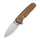 CIVIVI Mini Shakan Flipper & Thumb Stud & Button Lock Knife Ripple Patterned Coyote Brown Aluminum Handle (2.48" Satin Finished Nitro - V Blade) C20052F - 3