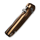 CIVIVI Mini Shakan Flipper & Thumb Stud & Button Lock Knife Ripple Patterned Coyote Brown Aluminum Handle (2.48" Satin Finished Nitro - V Blade) C20052F - 3