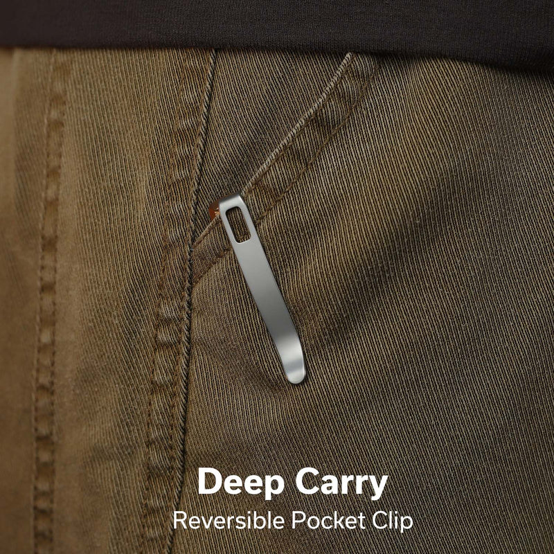 CIVIVI Mini Shakan Flipper & Thumb Stud & Button Lock Knife Ripple Patterned Coyote Brown Aluminum Handle (2.48" Satin Finished Nitro - V Blade) C20052F - 3