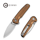 CIVIVI Mini Shakan Flipper & Thumb Stud & Button Lock Knife Ripple Patterned Coyote Brown Aluminum Handle (2.48" Satin Finished Nitro - V Blade) C20052F - 3