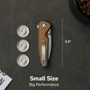 CIVIVI Mini Shakan Flipper & Thumb Stud & Button Lock Knife Ripple Patterned Coyote Brown Aluminum Handle (2.48" Satin Finished Nitro - V Blade) C20052F - 3