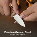 CIVIVI Mini Shakan Flipper & Thumb Stud & Button Lock Knife Ripple Patterned Coyote Brown Aluminum Handle (2.48" Satin Finished Nitro - V Blade) C20052F - 3