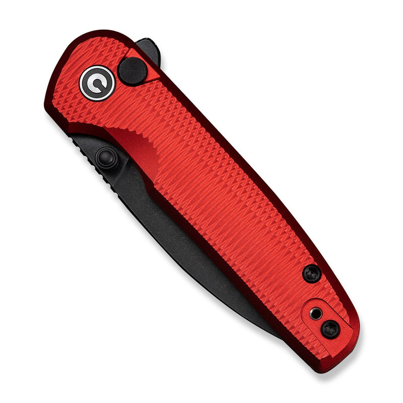 CIVIVI Mini Shakan Flipper & Thumb Stud & Button Lock Knife Ripple Patterned Red Aluminum Handle (2.48" Black Stonewashed Nitro - V Blade) C20052F - 2
