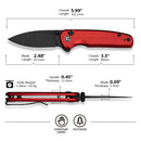 CIVIVI Mini Shakan Flipper & Thumb Stud & Button Lock Knife Ripple Patterned Red Aluminum Handle (2.48" Black Stonewashed Nitro - V Blade) C20052F - 2