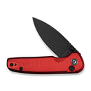 CIVIVI Mini Shakan Flipper & Thumb Stud & Button Lock Knife Ripple Patterned Red Aluminum Handle (2.48" Black Stonewashed Nitro - V Blade) C20052F - 2