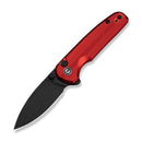 CIVIVI Mini Shakan Flipper & Thumb Stud & Button Lock Knife Ripple Patterned Red Aluminum Handle (2.48" Black Stonewashed Nitro - V Blade) C20052F - 2
