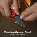 CIVIVI Mini Shakan Flipper & Thumb Stud & Button Lock Knife Ripple Patterned Red Aluminum Handle (2.48" Black Stonewashed Nitro - V Blade) C20052F - 2