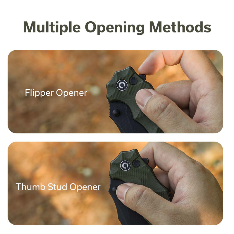 CIVIVI Natterjack Flipper & Thumb Stud & Button Lock Knife G10 Handle (3.19" 14C28N Blade) C24028 - 1