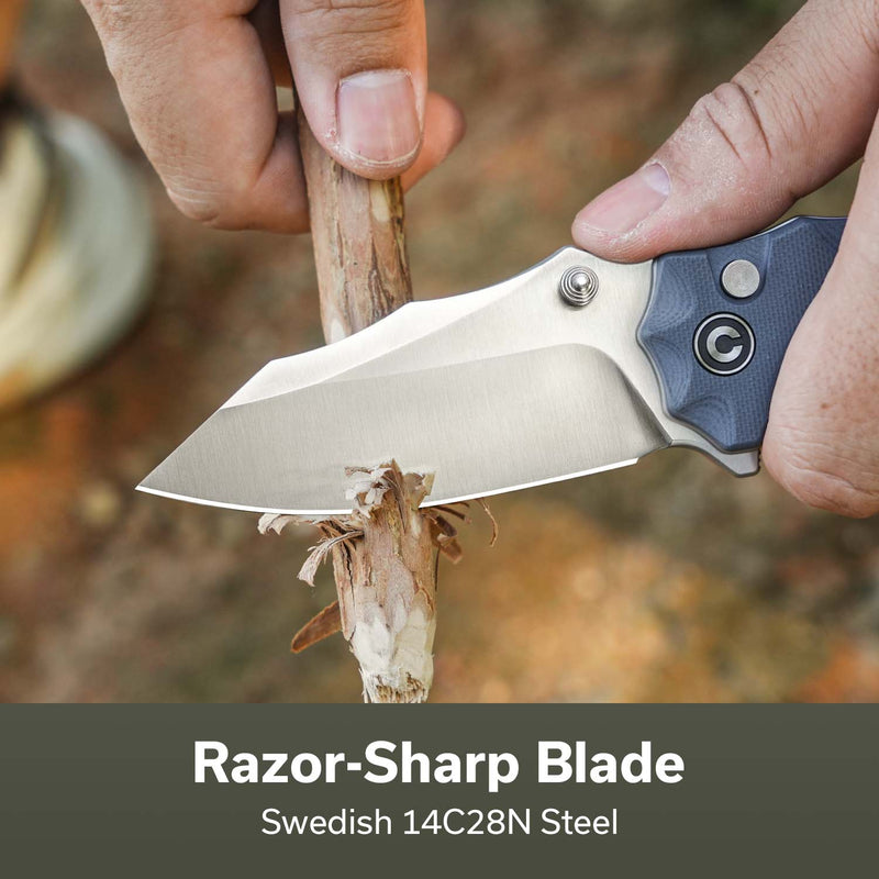 CIVIVI Natterjack Flipper & Thumb Stud & Button Lock Knife G10 Handle (3.19" 14C28N Blade) C24028 - 2