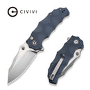 CIVIVI Natterjack Flipper & Thumb Stud & Button Lock Knife Milled Neutral Blue G10 Handle (3.19" Satin Finished 14C28N Blade) C24028 - 2