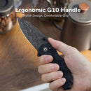 CIVIVI Natterjack Thumb Stud & Button Lock Knife G10 Handle (3.19" Damascus Blade) C24028 - DS1 - CIVIVI