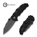 CIVIVI Natterjack Thumb Stud & Button Lock Knife Milled Black G10 Handle (3.19" Damascus Blade) C24028 - DS1 - CIVIVI