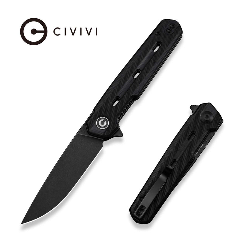 CIVIVI Navo Flipper Knife Black G10 Handle (3.25" Black Stonewashed Nitro - V Blade) C25015A - 1