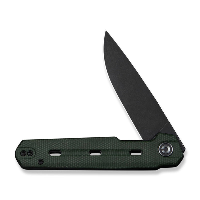 CIVIVI Navo Flipper Knife Green Canvas Micarta Handle (3.25" Black Stonewashed Nitro - V Blade) C25015A - 2