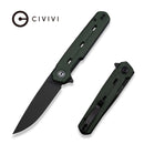 CIVIVI Navo Flipper Knife Green Canvas Micarta Handle (3.25" Black Stonewashed Nitro - V Blade) C25015A - 2