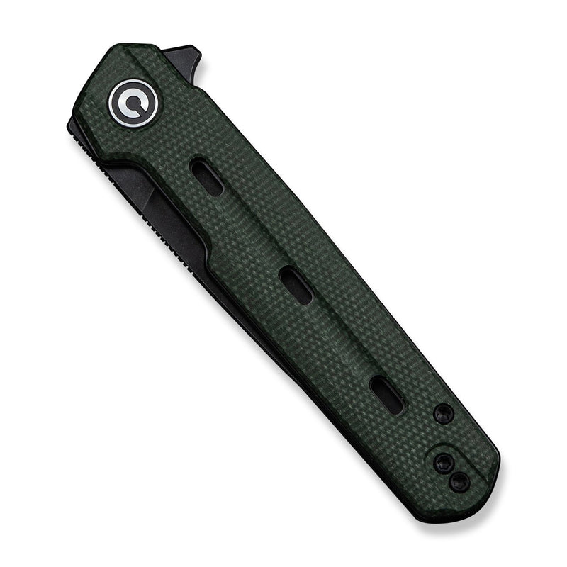 CIVIVI Navo Flipper Knife Green Canvas Micarta Handle (3.25" Black Stonewashed Nitro - V Blade) C25015A - 2