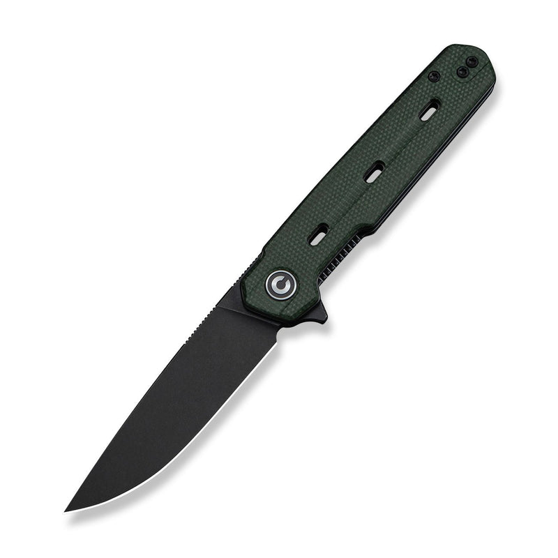 CIVIVI Navo Flipper Knife Green Canvas Micarta Handle (3.25" Black Stonewashed Nitro - V Blade) C25015A - 2
