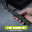 CIVIVI Navo Flipper Knife Green Canvas Micarta Handle (3.25" Black Stonewashed Nitro - V Blade) C25015A - 2