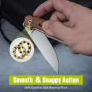 CIVIVI Navo Flipper Knife Guibourtia Wood Handle (3.25" Satin Finished Nitro - V Blade) C25015B - 1