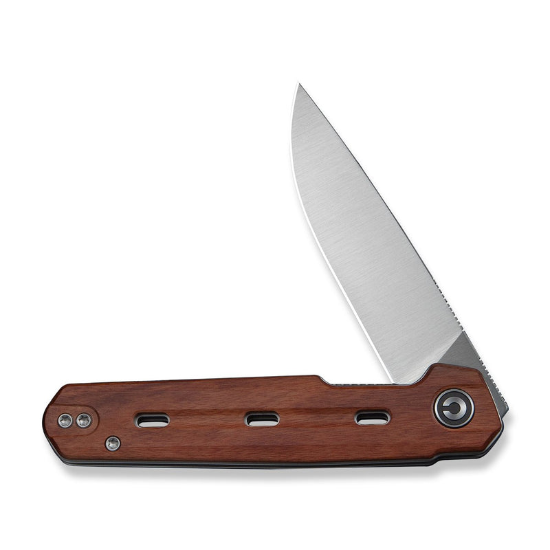 CIVIVI Navo Flipper Knife Guibourtia Wood Handle (3.25" Satin Finished Nitro - V Blade) C25015B - 1