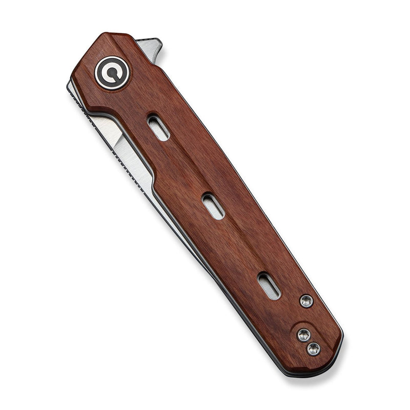 CIVIVI Navo Flipper Knife Guibourtia Wood Handle (3.25" Satin Finished Nitro - V Blade) C25015B - 1