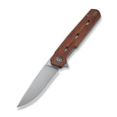 CIVIVI Navo Flipper Knife Guibourtia Wood Handle (3.25" Satin Finished Nitro - V Blade) C25015B - 1