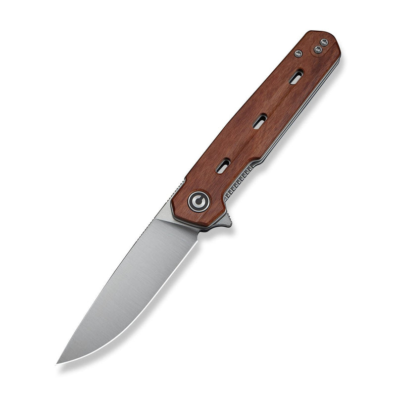 CIVIVI Navo Flipper Knife Guibourtia Wood Handle (3.25" Satin Finished Nitro - V Blade) C25015B - 1