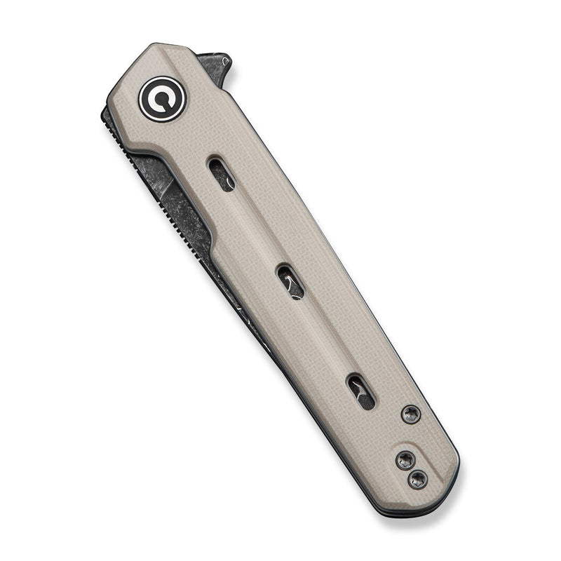 CIVIVI Navo Flipper Knife Ivory G10 Handle (3.25" Damascus Blade) C25015A - DS1