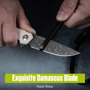 CIVIVI Navo Flipper Knife Ivory G10 Handle (3.25" Damascus Blade) C25015A - DS1