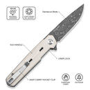 CIVIVI Navo Flipper Knife Ivory G10 Handle (3.25" Damascus Blade) C25015A - DS1