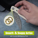 CIVIVI Navo Flipper Knife Ivory G10 Handle (3.25" Damascus Blade) C25015A - DS1