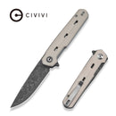 CIVIVI Navo Flipper Knife Ivory G10 Handle (3.25" Damascus Blade) C25015A - DS1