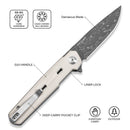 CIVIVI Navo Flipper Knife Ivory G10 Handle (3.25" Damascus Blade) C25015A - DS1 - CIVIVI