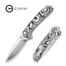 CIVIVI Nemain Flipper & Button Lock Knife Black & White G10 Handle (3.15" Satin Finished Nitro - V Blade) C25083 Sample1 - CIVIVI
