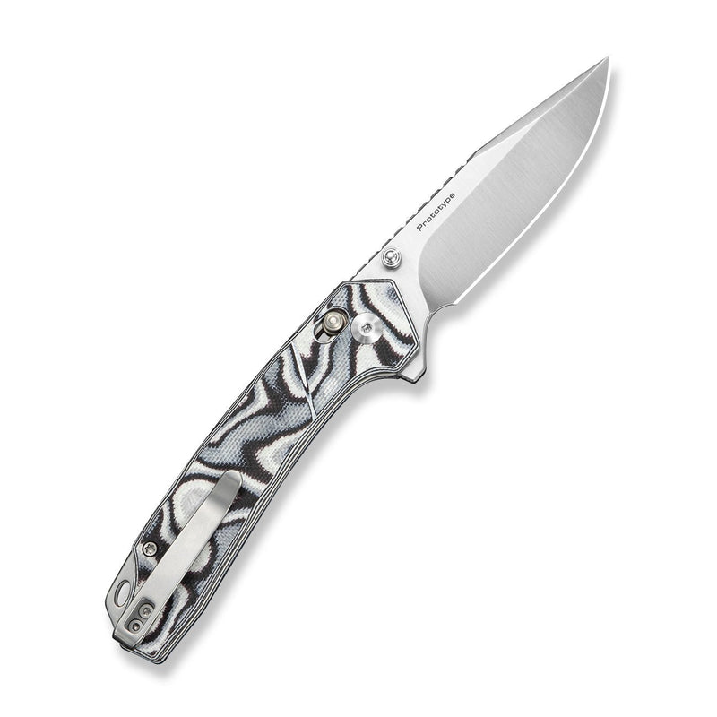 CIVIVI Nemain Flipper & Button Lock Knife Black & White G10 Handle (3.