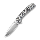 CIVIVI Nemain Flipper & Button Lock Knife Black & White G10 Handle (3.15" Satin Finished Nitro - V Blade) C25083 Sample1 - CIVIVI