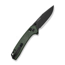 CIVIVI Nemain Flipper & Button Lock Knife Green Canvas Micarta Handle (3.15" Black Stonewashed Nitro - V Blade) C25083 Sample2 - CIVIVI