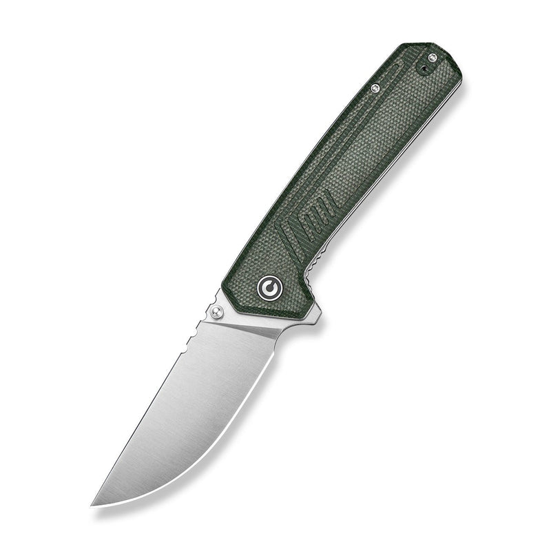 CIVIVI Neovex Flipper & Thumb Stud Knife Green Canvas Micarta Handle (3.5" Satin Finished 14C28N Blade) C25008A Sample2