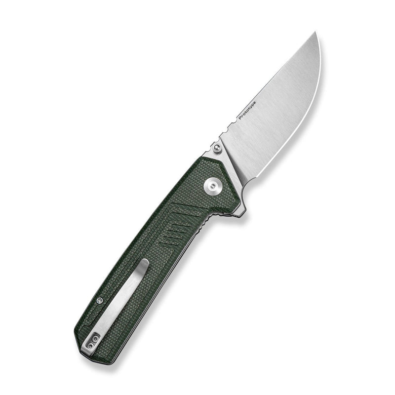 CIVIVI Neovex Flipper & Thumb Stud Knife Green Canvas Micarta Handle (3.5" Satin Finished 14C28N Blade) C25008A Sample2