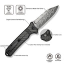 CIVIVI Neurohaptic Flipper & Button Lock Knife Carbon Fiber & G10 Handle (3.74" Damascus Blade) C23080 - DS1 - CIVIVI