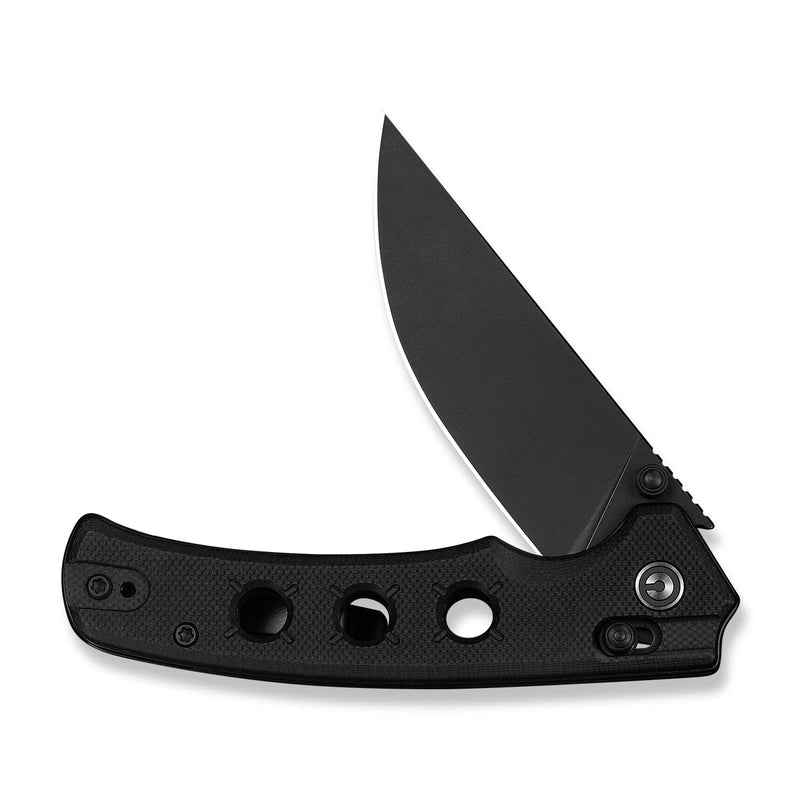 CIVIVI Noctis Thumb Stud & Crossbar Lock Knife Black G10 Handle (2.98" Black Stonewashed Nitro - V Blade) C24020C - 1