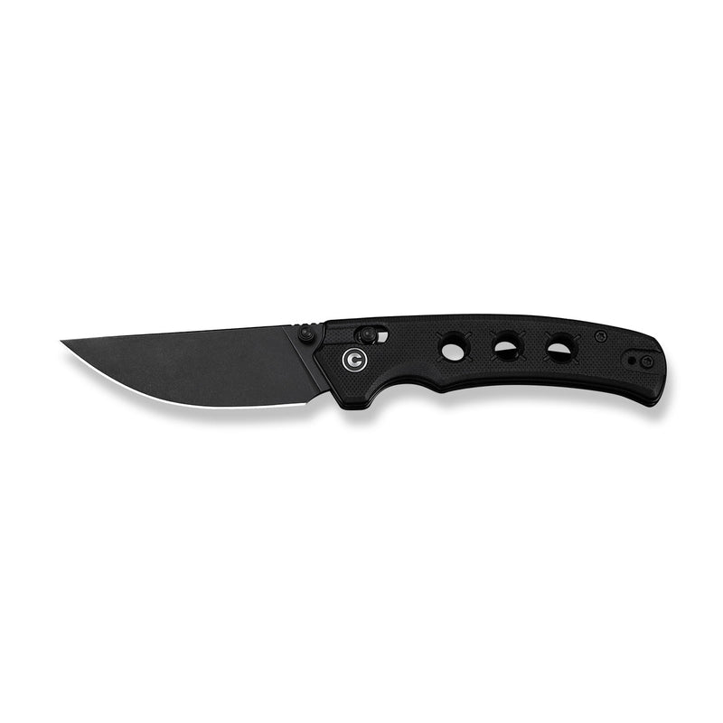CIVIVI Noctis Thumb Stud & Crossbar Lock Knife Black G10 Handle (2.98" Black Stonewashed Nitro - V Blade) C24020C - 1